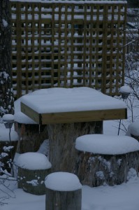 Ka talvel, kui enamus aiast on suhteliselt raagus siis mõjub laud omamoodi mustriga